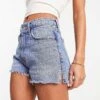 Abercrombie & Fitch Curve Love High Rise Mom Denim Shorts In Mid Blue Wash For Women -Abercro Clothing Shop 204603670 1 midblue