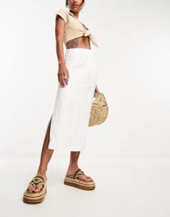 Abercrombie & Fitch Linen Skirt In White For Women -Abercro Clothing Shop 204907473 1 white 1
