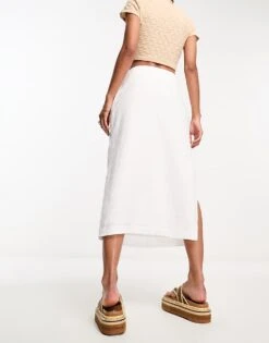 Abercrombie & Fitch Linen Skirt In White For Women -Abercro Clothing Shop 204907473 3