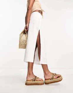 Abercrombie & Fitch Linen Skirt In White For Women -Abercro Clothing Shop 204907473 4