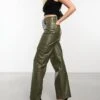 Abercrombie & Fitch Curve Love 90s Relaxed Faux Leather Cargo Trousers In Green For Women -Abercro Clothing Shop 205588128 1 green