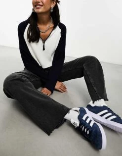 Abercrombie & Fitch Low Rise Baggy Jeans With Raw Hem In Black For Women Black Clean -Abercro Clothing Shop 205588140 3