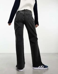 Abercrombie & Fitch Low Rise Baggy Jeans With Raw Hem In Black For Women Black Clean -Abercro Clothing Shop 205588140 4