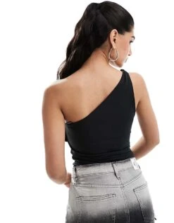 Abercrombie & Fitch One Shoulder Twist Bodysuit In Black For Women Black Beauty -Abercro Clothing Shop 206131945 4