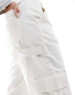 Abercrombie & Fitch Relaxed Cargo Trouser In Cream For Women White -Abercro Clothing Shop 206132019 3