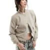 Abercrombie & Fitch Short Bomber Jacket In Taupe For Women Beige -Abercro Clothing Shop 206132082 1 beige