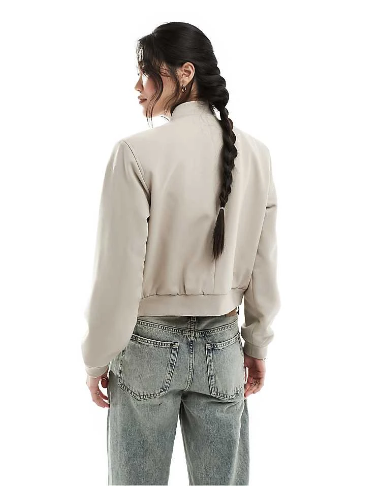 Abercrombie & Fitch Short Bomber Jacket In Taupe For Women Beige 3 Abercrombie & Fitch Short Bomber Jacket In Taupe For Women Beige - Image 2