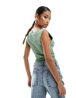 Abercrombie & Fitch Glossy Slash Neck Bodysuit In Green For Women -Abercro Clothing Shop 206329829 4