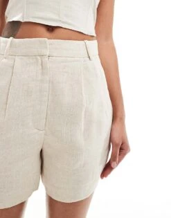 Abercrombie & Fitch Sloane Linen Blend Short In Beige For Women -Abercro Clothing Shop 206329842 3