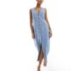 Abercrombie & Fitch Button Through Denim Midi Dress In Blue For Women Indigo