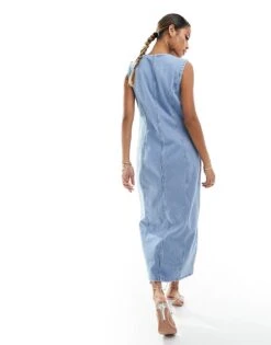 Abercrombie & Fitch Button Through Denim Midi Dress In Blue For Women Indigo -Abercro Clothing Shop 206329852 3