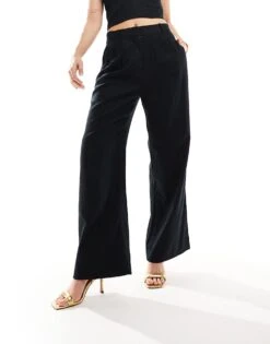 Abercrombie & Fitch Sloane Linen Blend High Wasited Trouser Co-ord In Black For Women Black Beauty -Abercro Clothing Shop 206329918 5