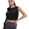 Abercrombie & Fitch Draped Rosette Crop Top In Black For Women -Abercro Clothing Shop 206329967 1 black
