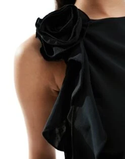 Abercrombie & Fitch Draped Rosette Crop Top In Black For Women -Abercro Clothing Shop 206329967 4