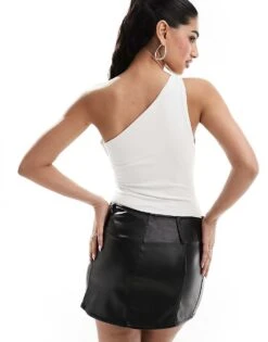 Abercrombie & Fitch One Shoulder Twist Bodysuit In White For Women Brilliant White -Abercro Clothing Shop 206330014 3