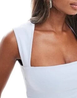 Abercrombie & Fitch Portrait Neck Bodysuit In Baby Blue For Women Xenon Blue -Abercro Clothing Shop 206330050 3