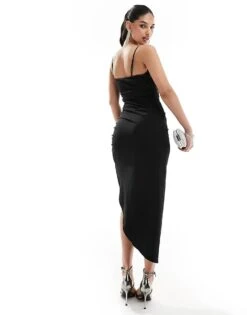 Abercrombie & Fitch Strapless Cut Out Midi Dress With Ruching In Black For Women -Abercro Clothing Shop 206330122 4