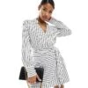 Abercrombie & Fitch Long Sleeve Draped Striped Shirt Dress In White For Women -Abercro Clothing Shop 206330145 1 stripe