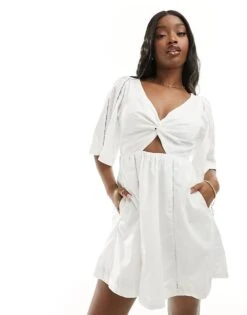 Abercrombie & Fitch Twist Bodice Cut Out Dress In White For Women Brilliant White 11 Abercrombie & Fitch Twist Bodice Cut Out Dress In White For Women Brilliant White -Abercro Clothing Shop 206330223 1 brilliantwhite 1