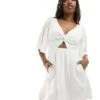 Abercrombie & Fitch Twist Bodice Cut Out Dress In White For Women Brilliant White -Abercro Clothing Shop 206330223 1 brilliantwhite
