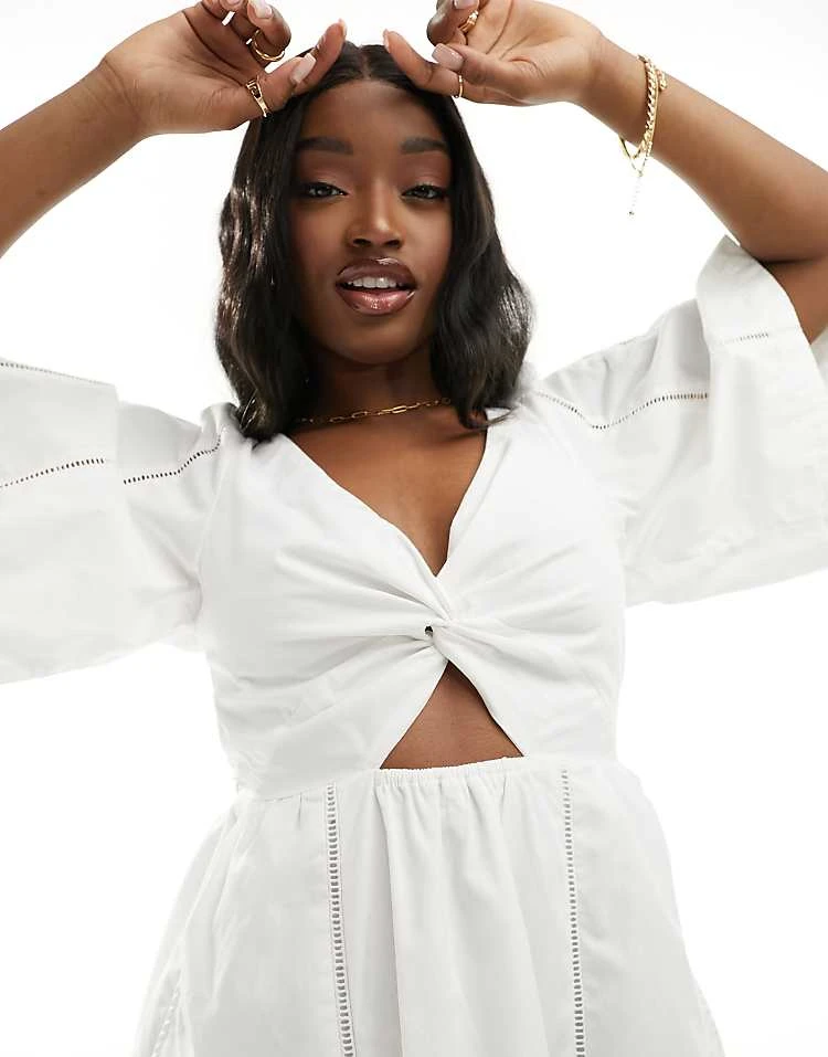 Abercrombie & Fitch Twist Bodice Cut Out Dress In White For Women Brilliant White 4 Abercrombie & Fitch Twist Bodice Cut Out Dress In White For Women Brilliant White - Image 2