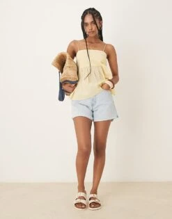 Abercrombie & Fitch Curve Love Dad Fit Denim Short In Light Blue For Women Light Wash -Abercro Clothing Shop 206330365 1 lightwash 1