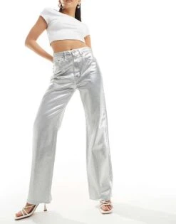 Abercrombie & Fitch Curve Love 90s Relaxed Fit Jean In Silver For Women -Abercro Clothing Shop 206330427 5