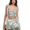 Abercrombie & Fitch Co-ord Pleated Satin Floral Print Top In Green For Women Green Floral -Abercro Clothing Shop 206330539 1 greenfloral