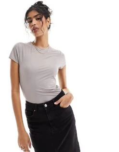 Abercrombie & Fitch Soft Matte T-shirt In Taupe For Women Taupe Grey