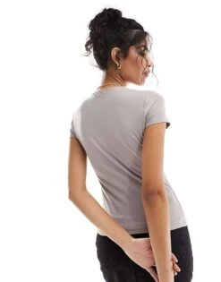 Abercrombie & Fitch Soft Matte T-shirt In Taupe For Women Taupe Grey -Abercro Clothing Shop 206330549 4