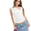 Abercrombie & Fitch Draped Asymetric Neckline Top In White For Women Birlliant White -Abercro Clothing Shop 206330579 1 birlliantwhite