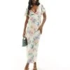 Abercrombie & Fitch Ruffle Sleeve Maxi Dress In White Floral Print For Women -Abercro Clothing Shop 206330692 1 whitefloral