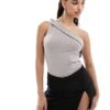 Abercrombie & Fitch One Shoulder Twist Bodysuit In Taupe For Women Taupe Grey -Abercro Clothing Shop 206330758 1 taupegrey