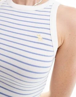 Abercrombie & Fitch Striped Racer Vest With Curved Hem In White And Blue For Women Blue/white Stripe -Abercro Clothing Shop 206330804 4