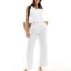 Abercrombie & Fitch Linen Blend Sloane Trouser In White Mix And Match For Women Brilliant White -Abercro Clothing Shop 206575470 1 brilliantwhite