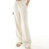 Abercrombie & Fitch Co-ord Wide Leg Linen Blend Trouser In Beige For Women Oatmeal Heather -Abercro Clothing Shop 206575507 1 oatmealheather