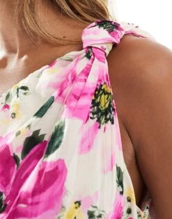 Abercrombie & Fitch Co-ord One Shoulder Crinkle Top In Floral Print For Women Pink Floral -Abercro Clothing Shop 206575550 3