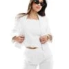 Abercrombie & Fitch Linen Blend Cropped Blazer In White Mix And Match For Women Brilliant White -Abercro Clothing Shop 206575593 1 brilliantwhite