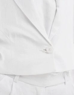 Abercrombie & Fitch Linen Blend Cropped Blazer In White Mix And Match For Women Brilliant White -Abercro Clothing Shop 206575593 4