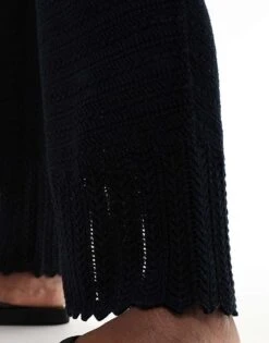 Abercrombie & Fitch Crochet Wide Leg Trousers In Black For Women -Abercro Clothing Shop 206634918 5