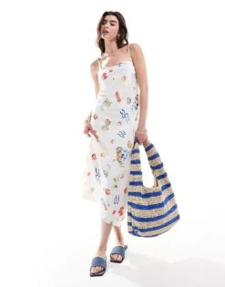 Abercrombie & Fitch Maxi Dress In White With Picnic Print In White For Women Tomato Girl Print -Abercro Clothing Shop 206634934 1 tomatogirlprint 1