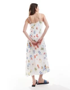 Abercrombie & Fitch Maxi Dress In White With Picnic Print In White For Women Tomato Girl Print -Abercro Clothing Shop 206634934 4