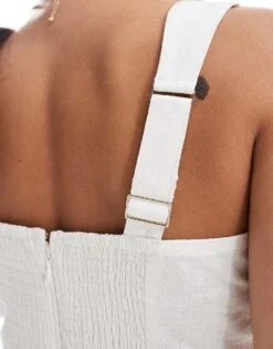 Abercrombie & Fitch Linen Blend Mini Dress In White For Women Brilliant White -Abercro Clothing Shop 206634950 2