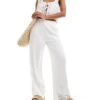 Abercrombie & Fitch Ultra Wide Leg Crinkle Trouser In White For Women White W/a/w