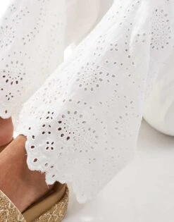 Abercrombie & Fitch Ultra Wide Leg Crinkle Trouser In White For Women White W/a/w -Abercro Clothing Shop 206635009 4