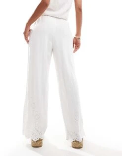 Abercrombie & Fitch Ultra Wide Leg Crinkle Trouser In White For Women White W/a/w -Abercro Clothing Shop 206635009 5