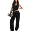 Abercrombie & Fitch Co-ord Linen Blend Wide Leg Trouser In Black For Women Black Beauty -Abercro Clothing Shop 206635010 1 blackbeauty
