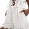 Abercrombie & Fitch Linen Blend Shorts In White With Eyelet Detailing For Women Brilliant White -Abercro Clothing Shop 206635213 1 brilliantwhite