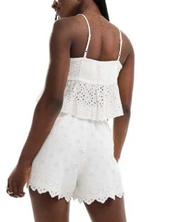 Abercrombie & Fitch Linen Blend Shorts In White With Eyelet Detailing For Women Brilliant White 10 Abercrombie & Fitch Linen Blend Shorts In White With Eyelet Detailing For Women Brilliant White -Abercro Clothing Shop 206635213 3