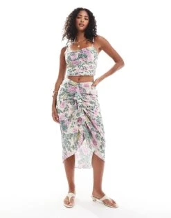 Abercrombie & Fitch Co-ord Printed Crinkle Set In Purple Floral